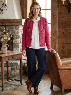 Giesswein Wool Embroidered Cardigan 42 M Cottagecore Folk Austria Grandma core